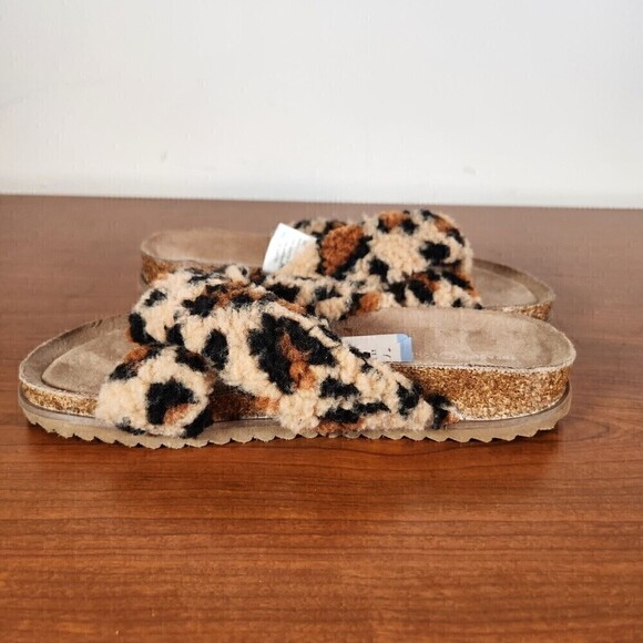 Davinia Faux Shearling Treasure & Bond Leopard Print Slip On Slide Shoes Size 6M - Picture 9 of 12